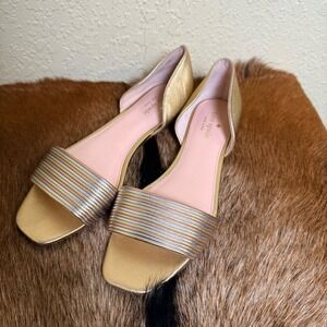 Kate Spade New York Women 8 Henley Gold Metallic Open Toe Flats Sandals Feminine